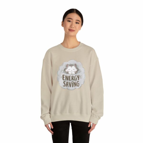 Energy Saving Cute Sleeping Kitten on a Fluffy Cloud Cat Lovers Design Unisex Heavy Blend™ Crewneck Sweatshirt - Image 8