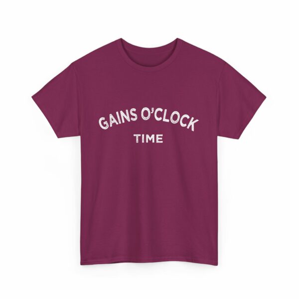 Gains O'Clock Time Funny Motivational Distressed Powerlifting Bodybuilding Letter Art Design Unisex Heavy Cotton Tee - Image 15