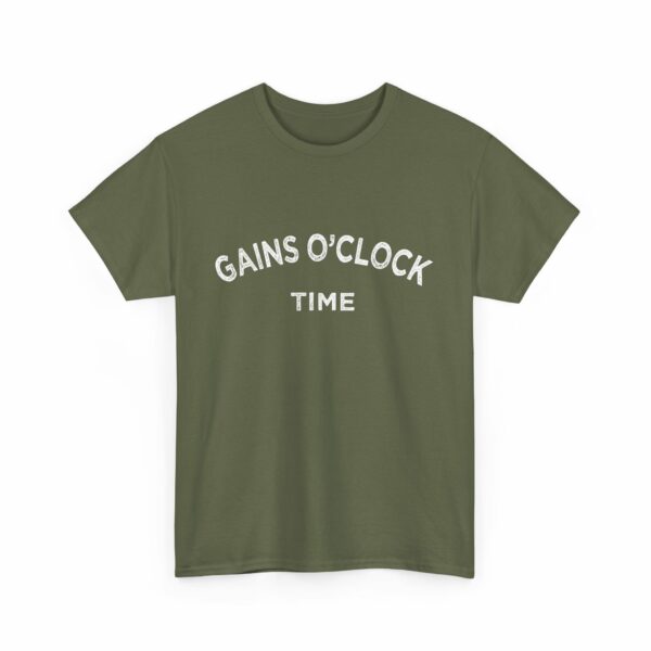 Gains O'Clock Time Funny Motivational Distressed Powerlifting Bodybuilding Letter Art Design Unisex Heavy Cotton Tee - Image 6