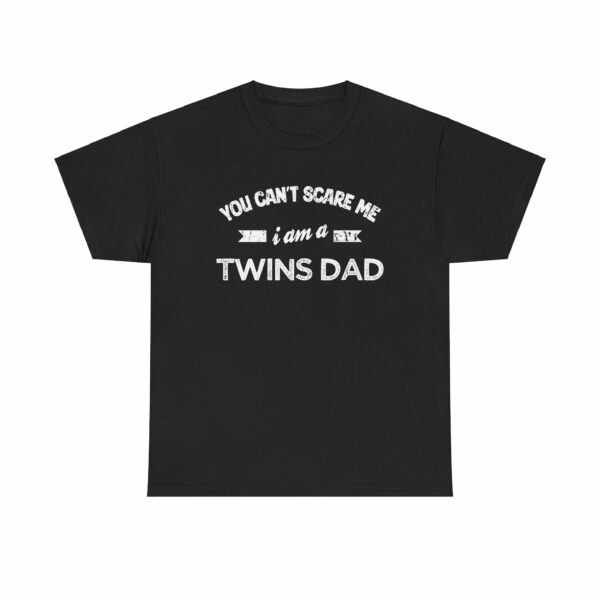 Bold Distressed 'Twins Dad' Empowerment Letter Art Design for Dads Unisex Heavy Cotton Tee - Image 2