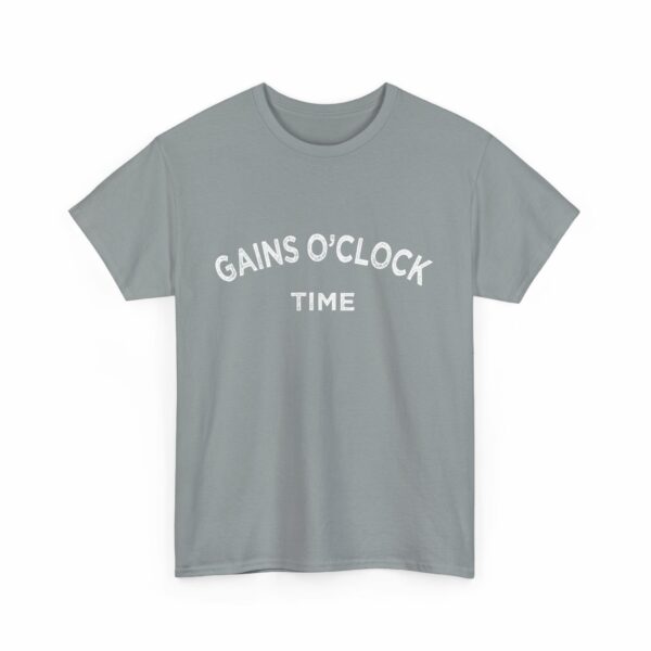 Gains O'Clock Time Funny Motivational Distressed Powerlifting Bodybuilding Letter Art Design Unisex Heavy Cotton Tee - Image 4