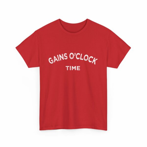 Gains O'Clock Time Funny Motivational Distressed Powerlifting Bodybuilding Letter Art Design Unisex Heavy Cotton Tee - Image 25