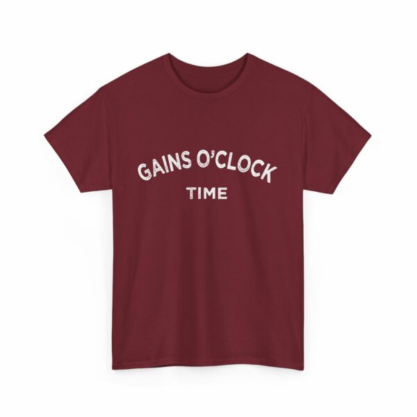 Gains O'Clock Time Funny Motivational Distressed Powerlifting Bodybuilding Letter Art Design Unisex Heavy Cotton Tee - Image 17