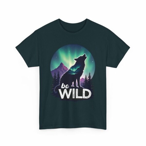 Be Wild – Wilderness Aurora Howling Wolf Mountain Design Unisex Heavy Cotton Tee