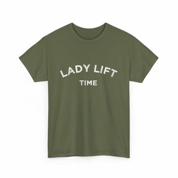 Lady Lift Time Motivational Distressed Powerlifting Bodybuilding Letter Art Design Unisex Heavy Cotton Tee - Image 8