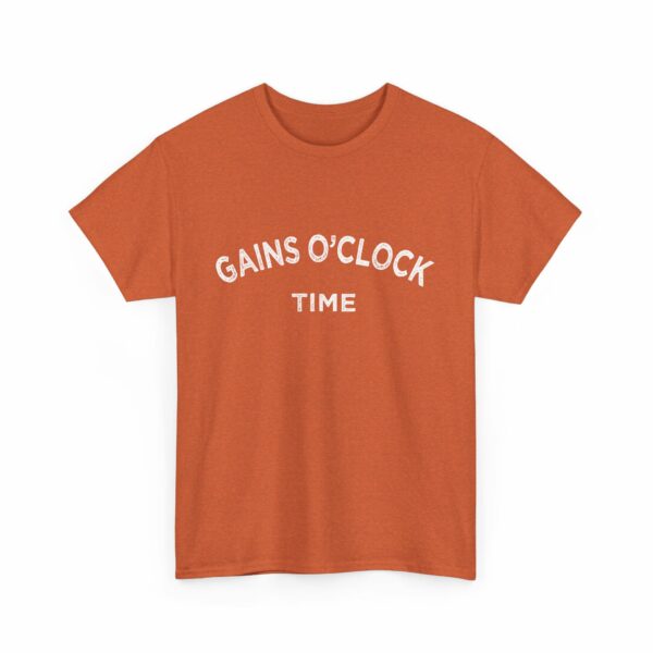 Gains O'Clock Time Funny Motivational Distressed Powerlifting Bodybuilding Letter Art Design Unisex Heavy Cotton Tee - Image 19