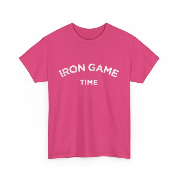 Iron Game Time Motivational Distressed Powerlifting Bodybuilding Letter Art Design Unisex Heavy Cotton Tee - Image 14