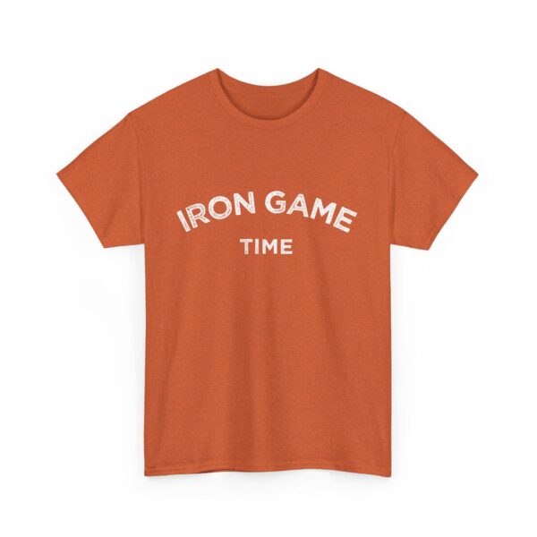 Iron Game Time Motivational Distressed Powerlifting Bodybuilding Letter Art Design Unisex Heavy Cotton Tee - Image 18