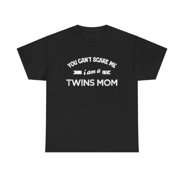 Bold Distressed 'Twins Mom' Empowerment Letter Art Design for Moms Unisex Heavy Cotton Tee - Image 2