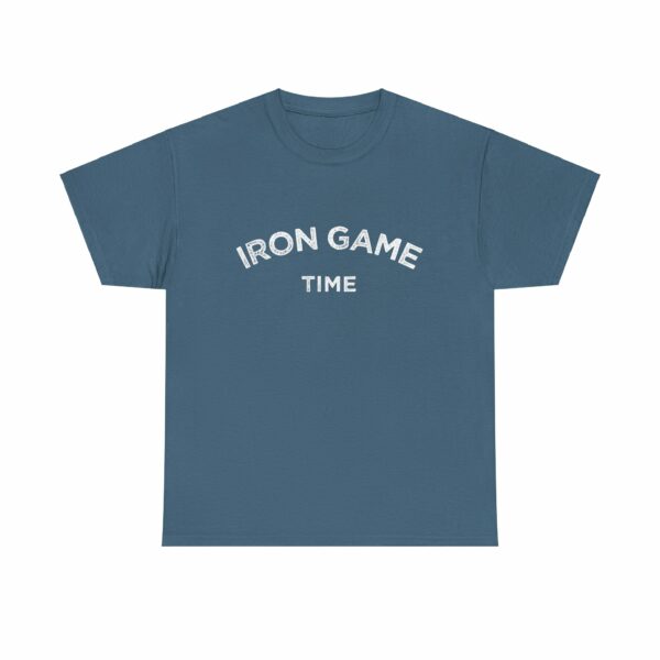 Iron Game Time Motivational Distressed Powerlifting Bodybuilding Letter Art Design Unisex Heavy Cotton Tee - Image 19