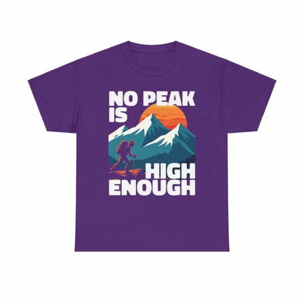 No Peak is High Enough Mountain Nature Lover Sunset Climbing Design Unisex Heavy Cotton Tee - Image 9