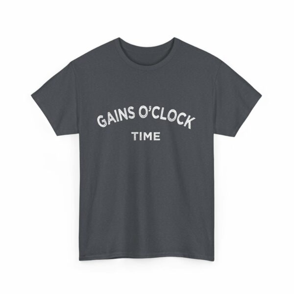 Gains O'Clock Time Funny Motivational Distressed Powerlifting Bodybuilding Letter Art Design Unisex Heavy Cotton Tee - Image 8