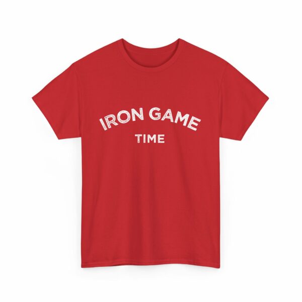 Iron Game Time Motivational Distressed Powerlifting Bodybuilding Letter Art Design Unisex Heavy Cotton Tee - Image 24