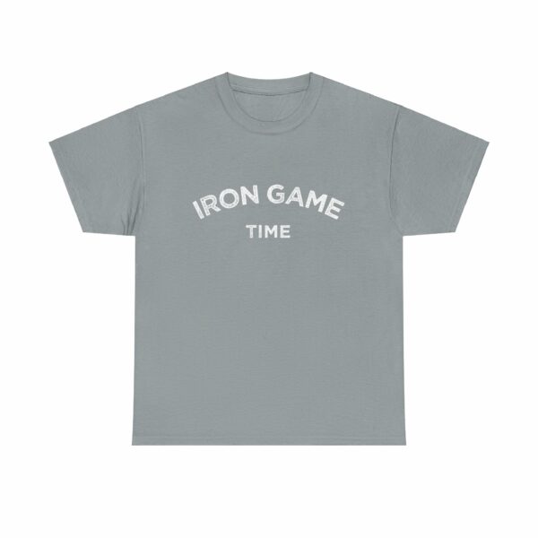 Iron Game Time Motivational Distressed Powerlifting Bodybuilding Letter Art Design Unisex Heavy Cotton Tee - Image 5