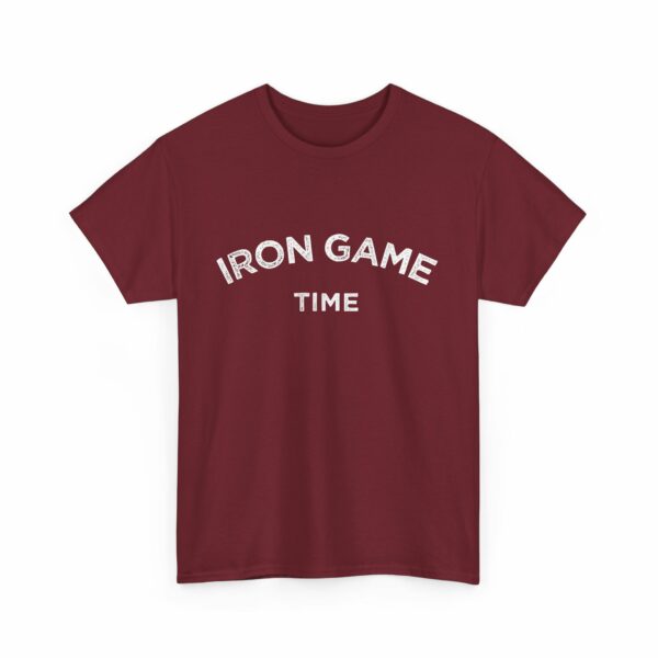 Iron Game Time Motivational Distressed Powerlifting Bodybuilding Letter Art Design Unisex Heavy Cotton Tee - Image 16