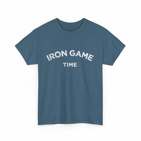 Iron Game Time Motivational Distressed Powerlifting Bodybuilding Letter Art Design Unisex Heavy Cotton Tee - Image 20