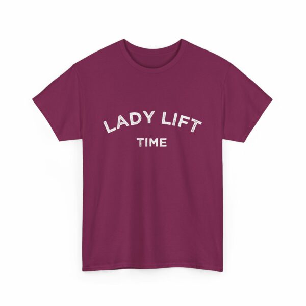 Lady Lift Time Motivational Distressed Powerlifting Bodybuilding Letter Art Design Unisex Heavy Cotton Tee - Image 22