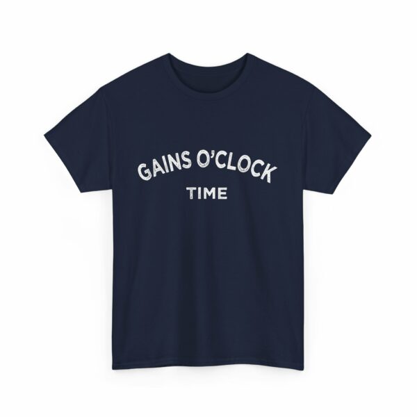 Gains O'Clock Time Funny Motivational Distressed Powerlifting Bodybuilding Letter Art Design Unisex Heavy Cotton Tee - Image 23