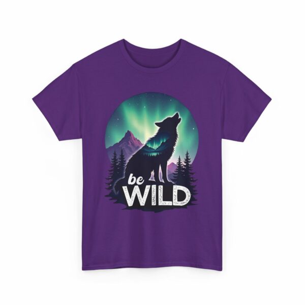 Be Wild – Wilderness Aurora Howling Wolf Mountain Design Unisex Heavy Cotton Tee - Image 22