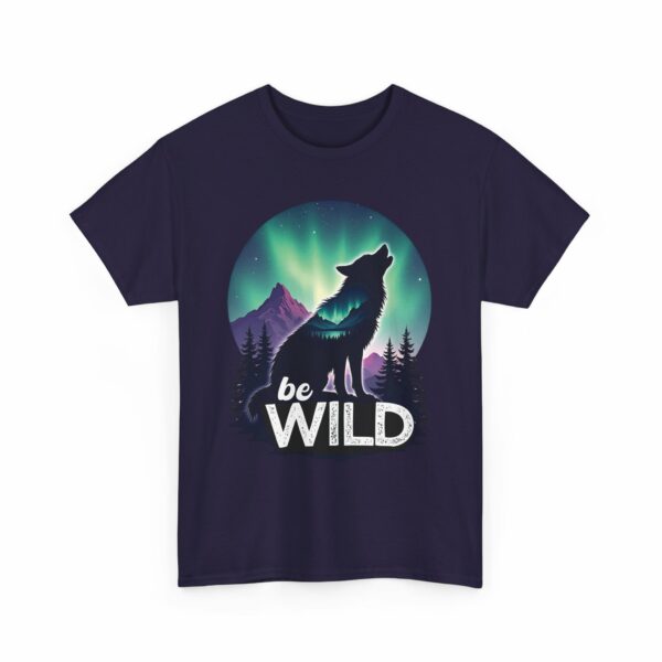 Be Wild – Wilderness Aurora Howling Wolf Mountain Design Unisex Heavy Cotton Tee - Image 20