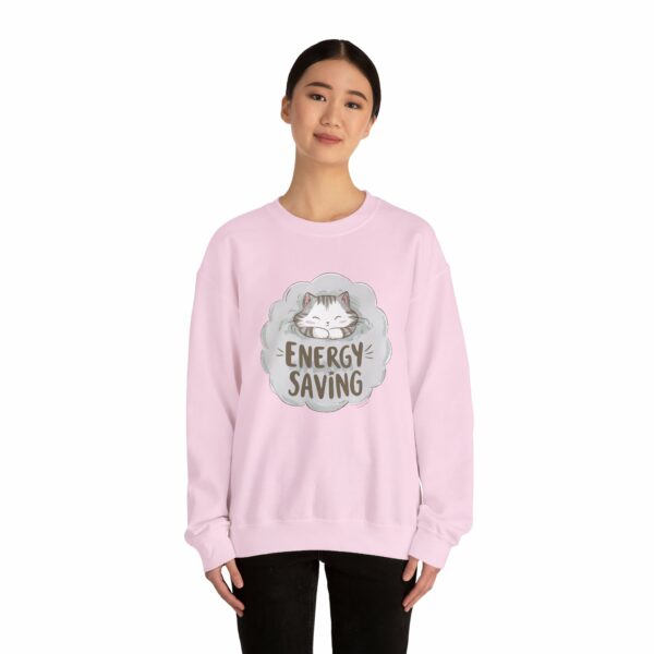 Energy Saving Cute Sleeping Kitten on a Fluffy Cloud Cat Lovers Design Unisex Heavy Blend™ Crewneck Sweatshirt - Image 4