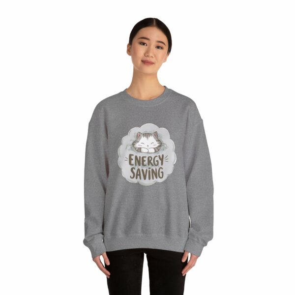 Energy Saving Cute Sleeping Kitten on a Fluffy Cloud Cat Lovers Design Unisex Heavy Blend™ Crewneck Sweatshirt - Image 12