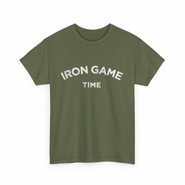 Iron Game Time Motivational Distressed Powerlifting Bodybuilding Letter Art Design Unisex Heavy Cotton Tee - Image 8