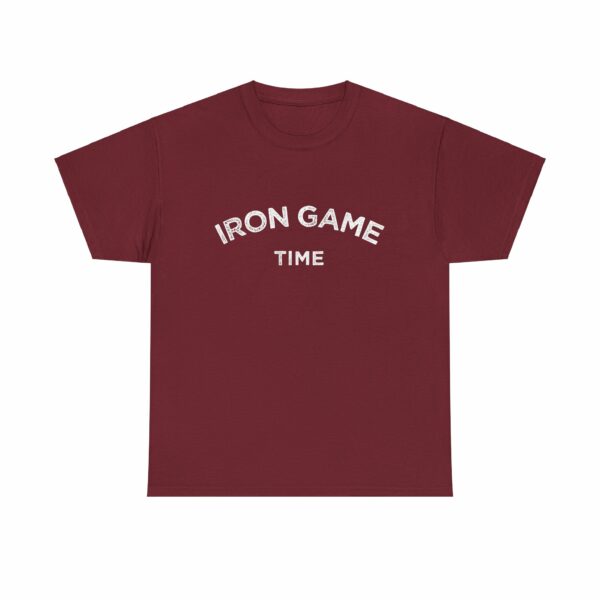 Iron Game Time Motivational Distressed Powerlifting Bodybuilding Letter Art Design Unisex Heavy Cotton Tee - Image 15