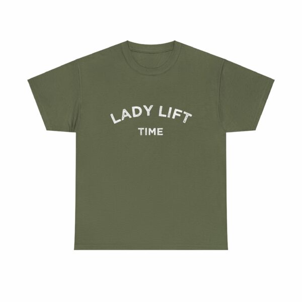 Lady Lift Time Motivational Distressed Powerlifting Bodybuilding Letter Art Design Unisex Heavy Cotton Tee - Image 7