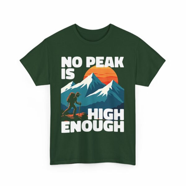 No Peak is High Enough Mountain Nature Lover Sunset Climbing Design Unisex Heavy Cotton Tee - Image 12